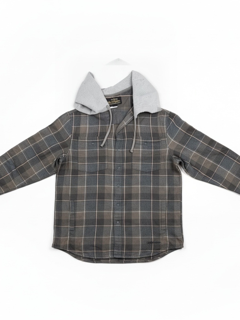 Gray Plaid Hooded Flannel Shirt Jacket XL Shacket